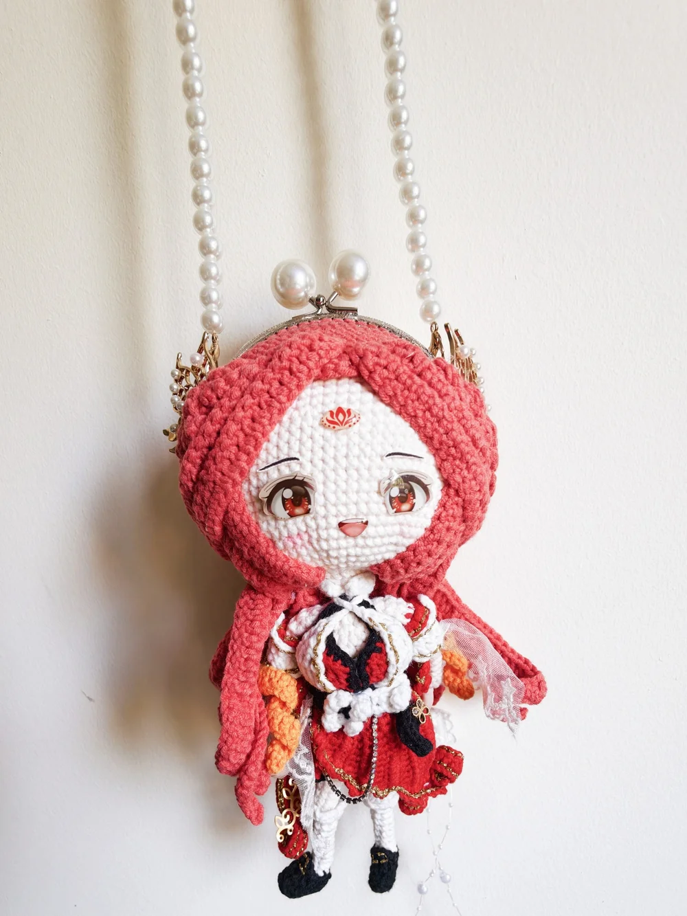 Cute Red Crochet Doll Crossbody Bag - Women - Picture 3 of 12